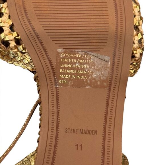 Steve Madden Gossamer Gold Leather Woven Lace-Up Ballet Flat 11 NEW - Picture 7 of 7